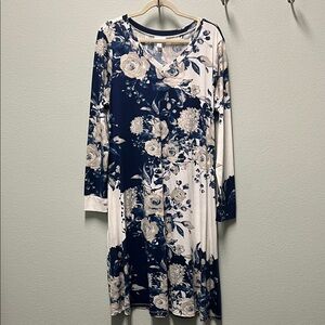 LulaRoe Emily Floral Navy and White Dress